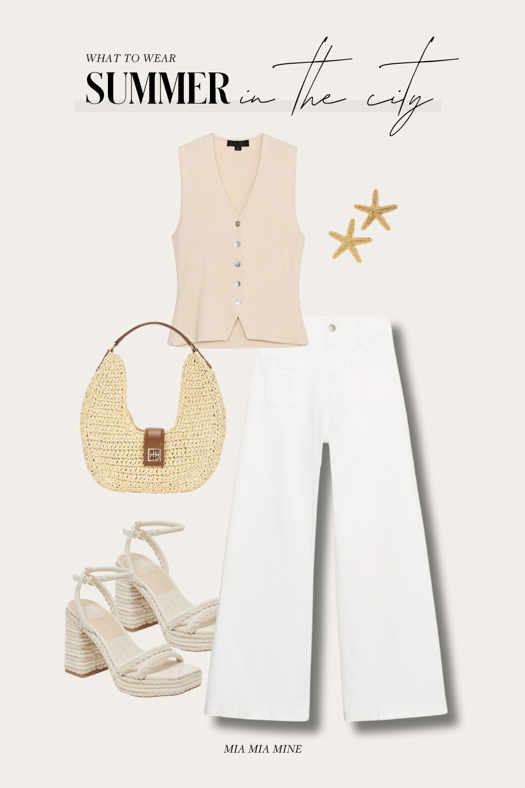 Summer outfit ideas
Zara knit vest 
Zara white wide leg jeans 
Anine bing straw bag
Dolce vita platform heels

#LTKSummerEdit #LTKFindsUnder100 #LTKFindsUnder50