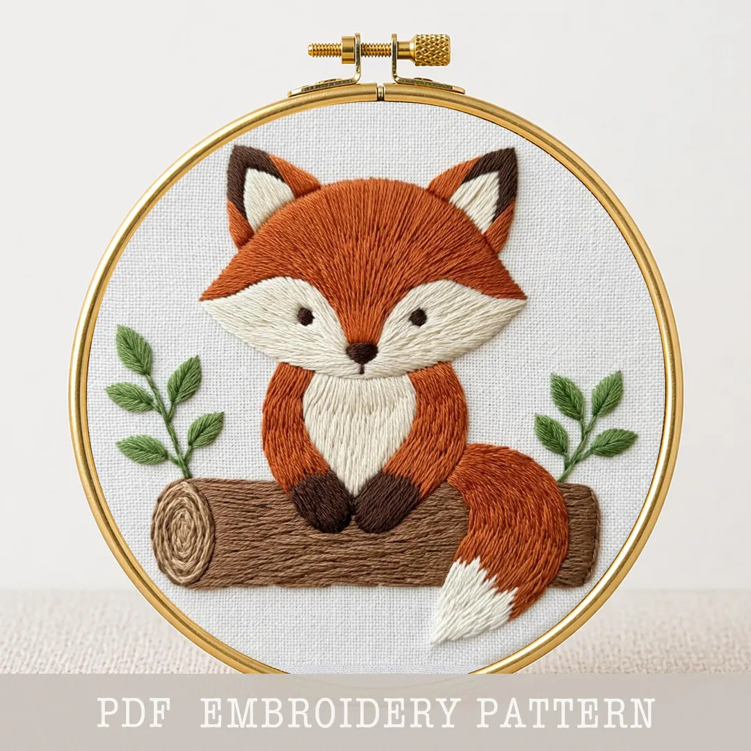 Woodland Fox Embroidery Pattern, Nursery Wall Decor, Handmade Art (PDF) - Etsy | Etsy (Global)