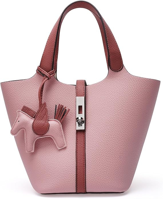 Tote Bag for Women Vegan Leather Bucket Purse for Women Top Handle Handbag Shoulder Bag with Deta... | Amazon (US)