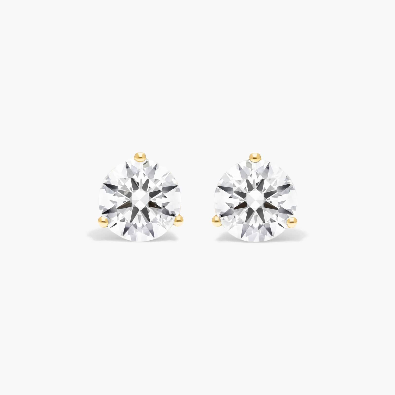 14K Yellow Gold Three Prong Martini Lab-Grown Diamond Stud Earrings (2.00 CTW - F-G / VS2-SI1)-27... | JamesAllen