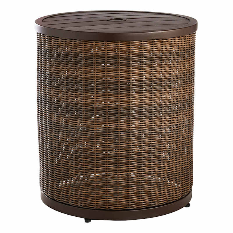 Highland Umbrella Patio Table, Brown Wicker | At Home