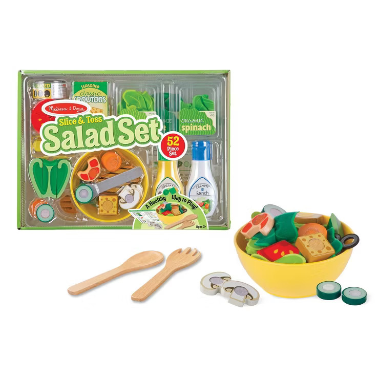 Melissa & Doug Slice and Toss Salad Play Food Set - 52pc Wooden and Felt | Target