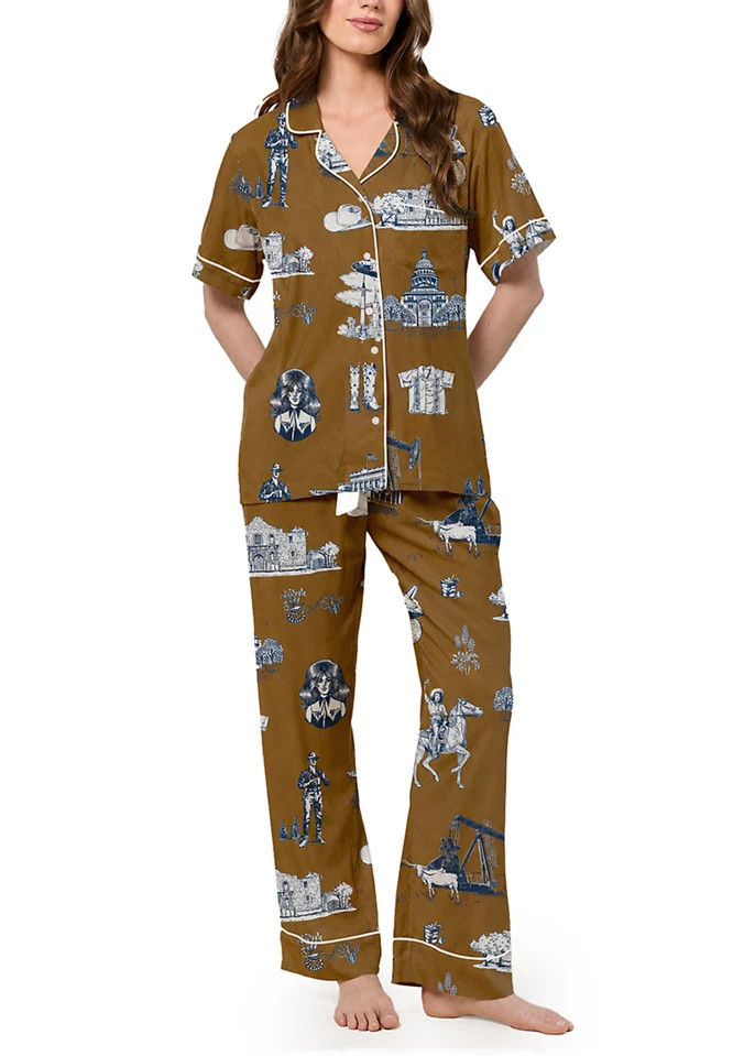 Saddle Texas Short Sleeve Shirt and Pants Pajama Set | Belk