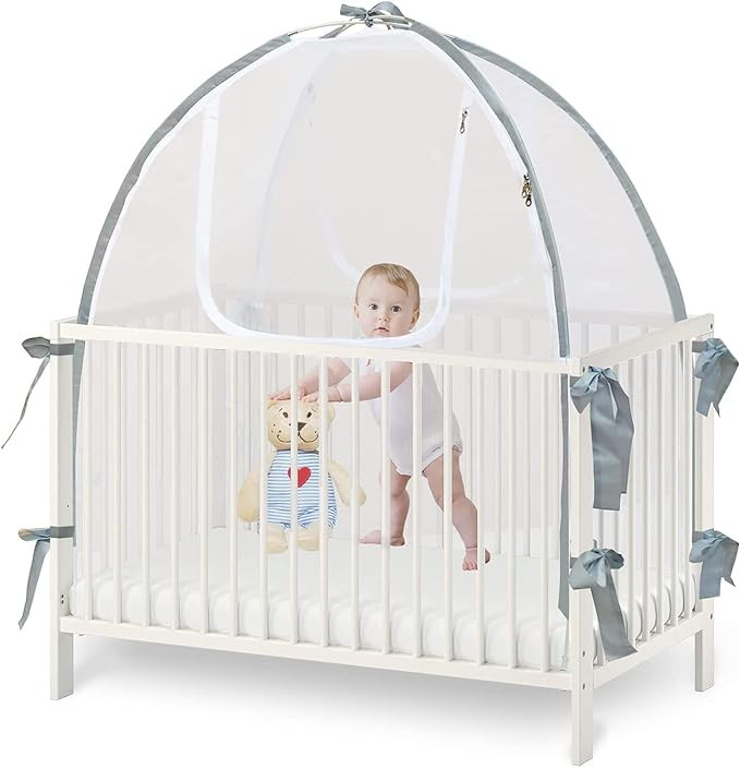Baby Crib Tent Safety Net, Durable Strong Self-Locking Zippers, Protects from Climbing Out and, I... | Amazon (US)