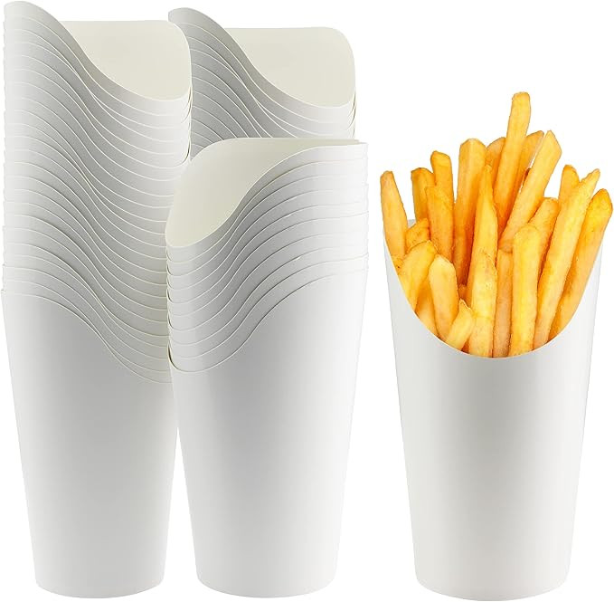 Green Direct White French Fries Cup - Paper French Fries Holder Pack of 50 | Amazon (US)