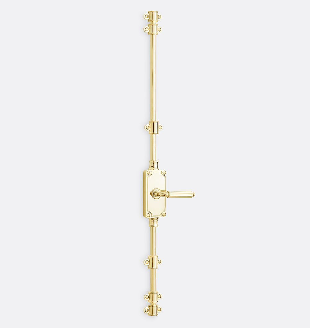 Franklin Cremone Bolt, Unlacquered Brass -24"" Length - Off Center | Rejuvenation