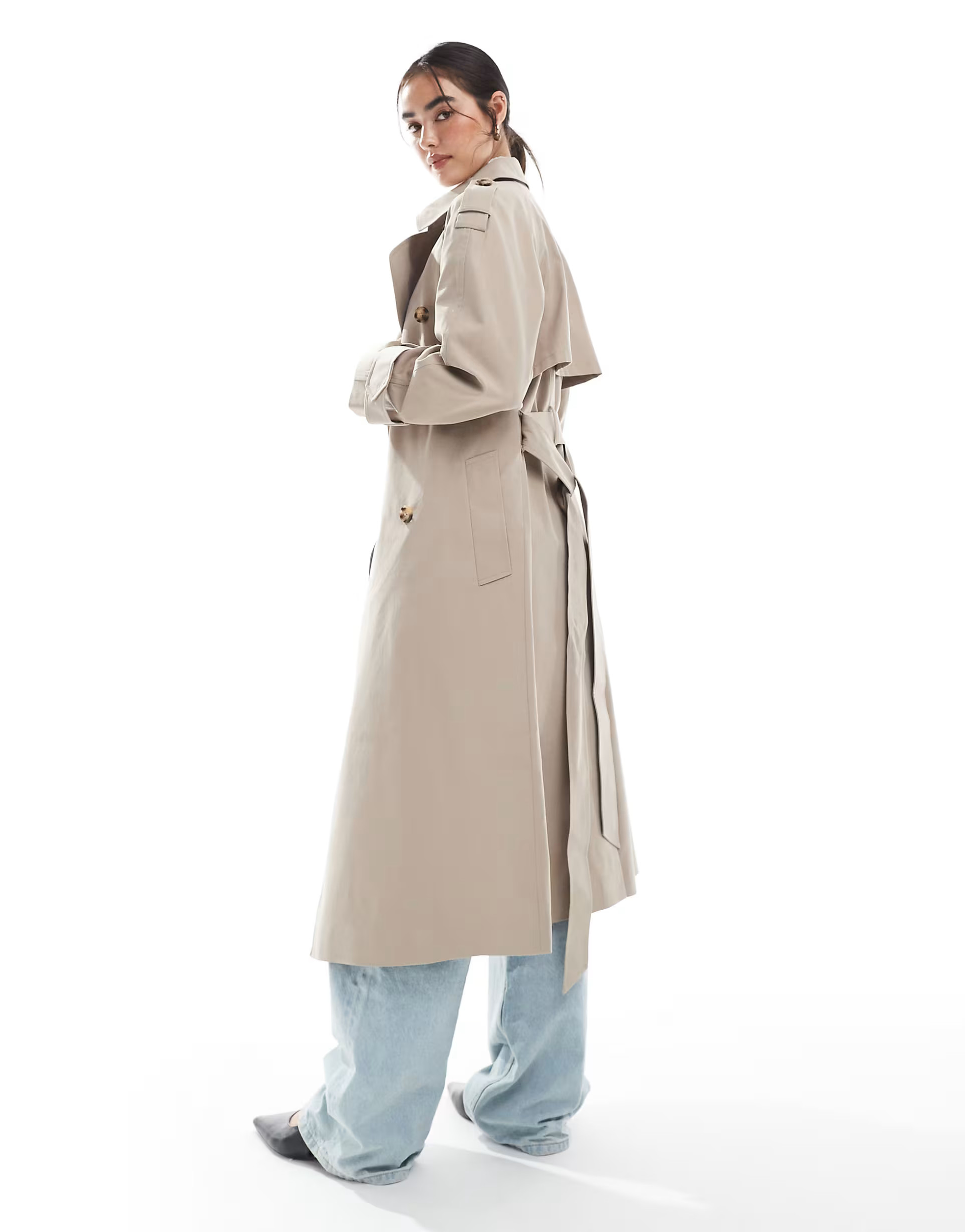 ASOS DESIGN longline trench coat in mushroom | ASOS | ASOS (Global)