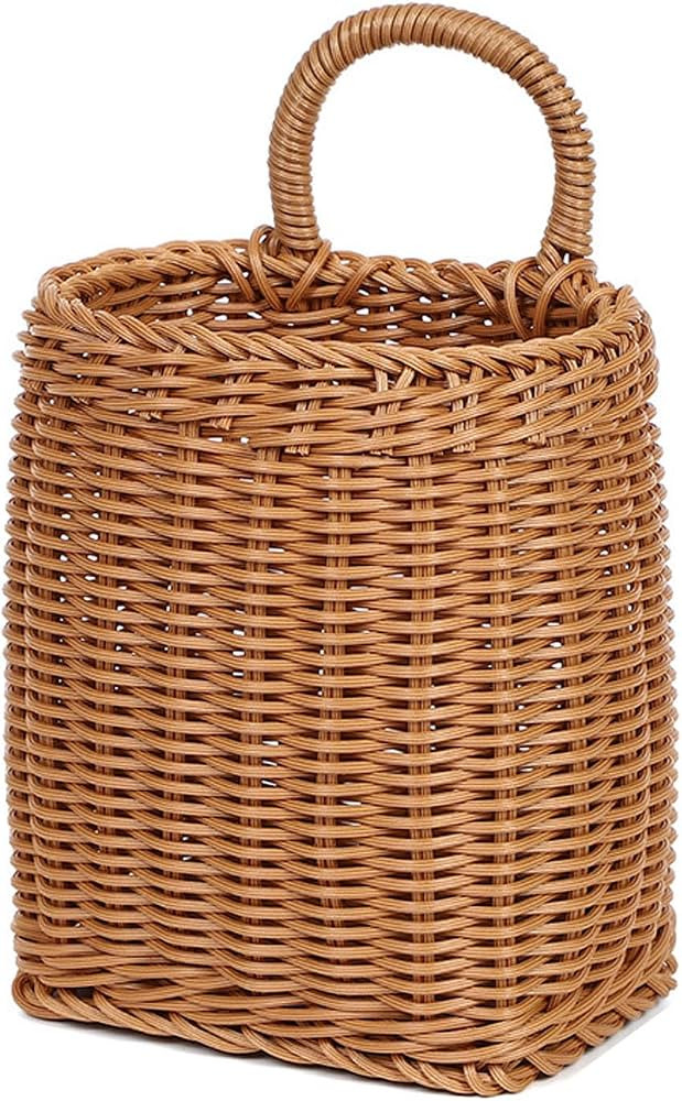 Hanging Wall Basket Plastic Woven Front Door Basket, Decorative Door Baskets for Flowers Plants, ... | Amazon (US)
