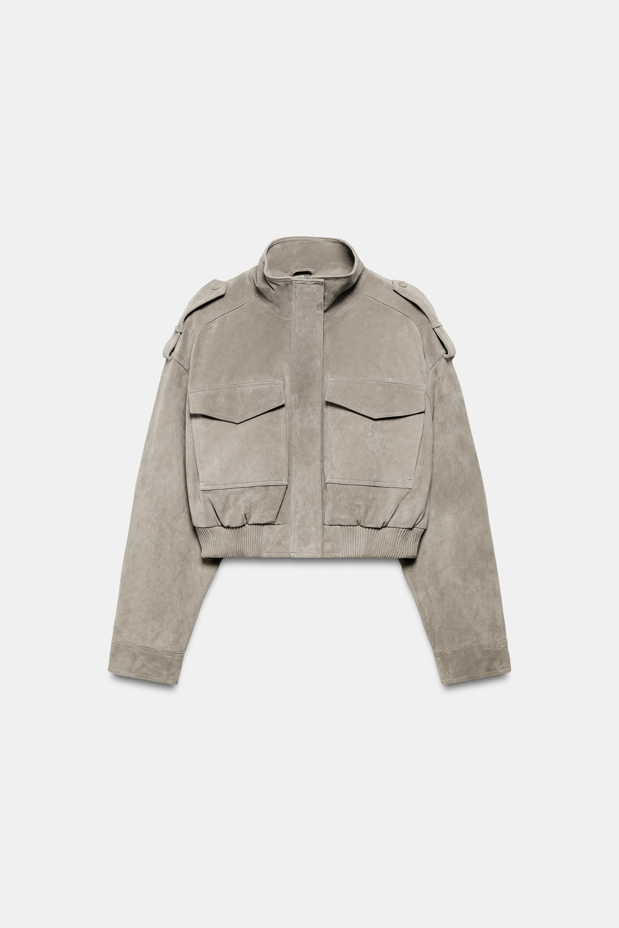 100% LEATHER CROPPED JACKET WITH TABS | Zara US