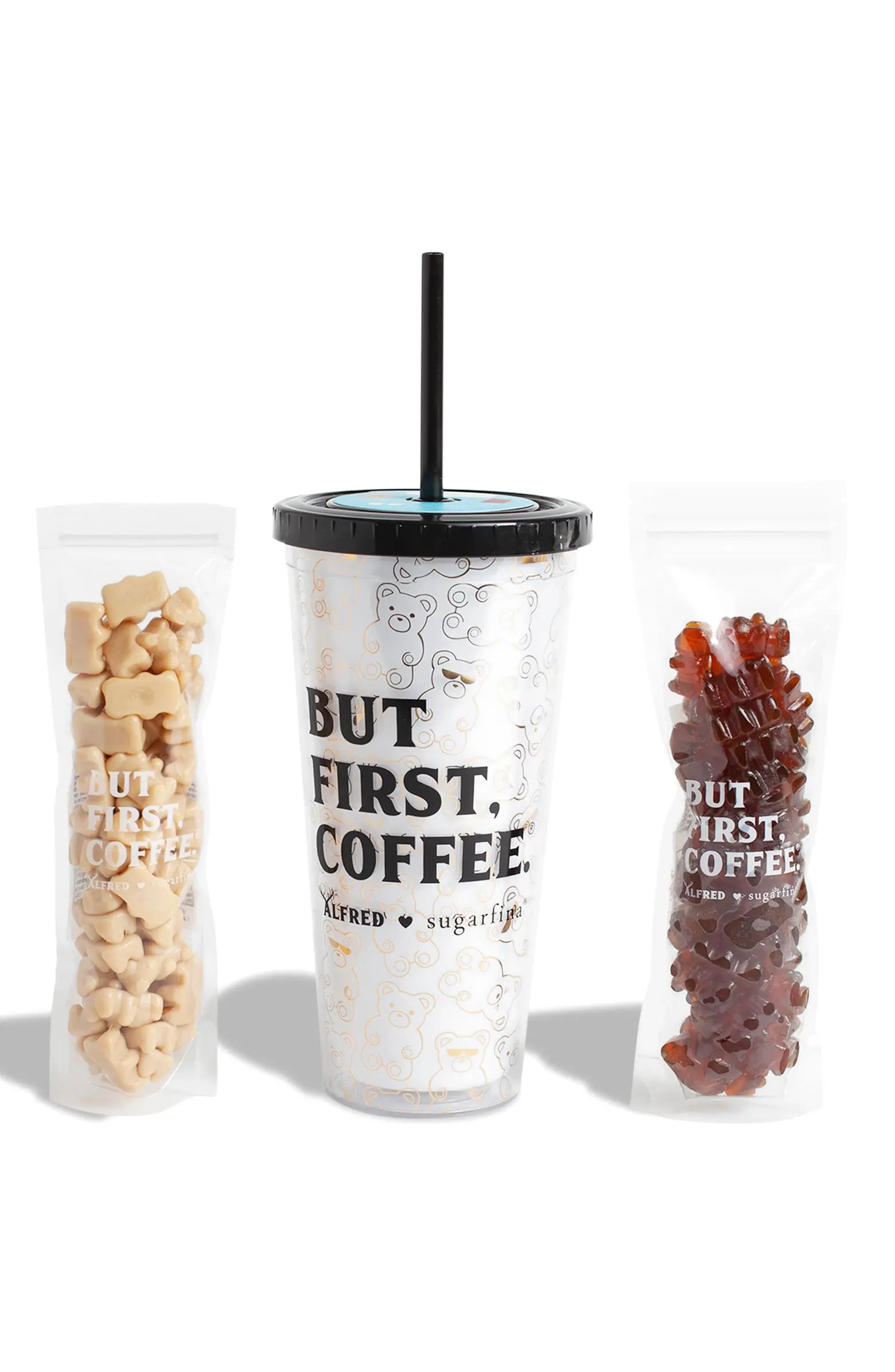 x Alfred's But First, Coffee Insulated Tumbler & Caffeinated Gummy Bears Set | Nordstrom