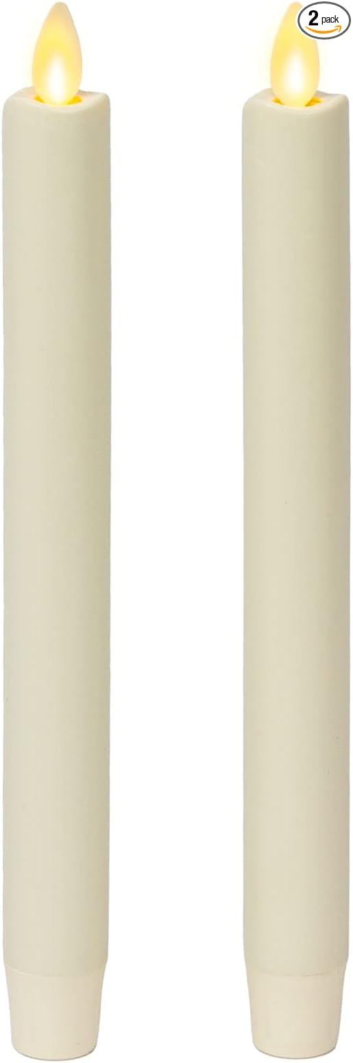 Luminara Set of 2 Moving Flame LED Taper (1x9.75), Flameless Candle, Melted Edge, Smooth Wax, Uns... | Amazon (US)