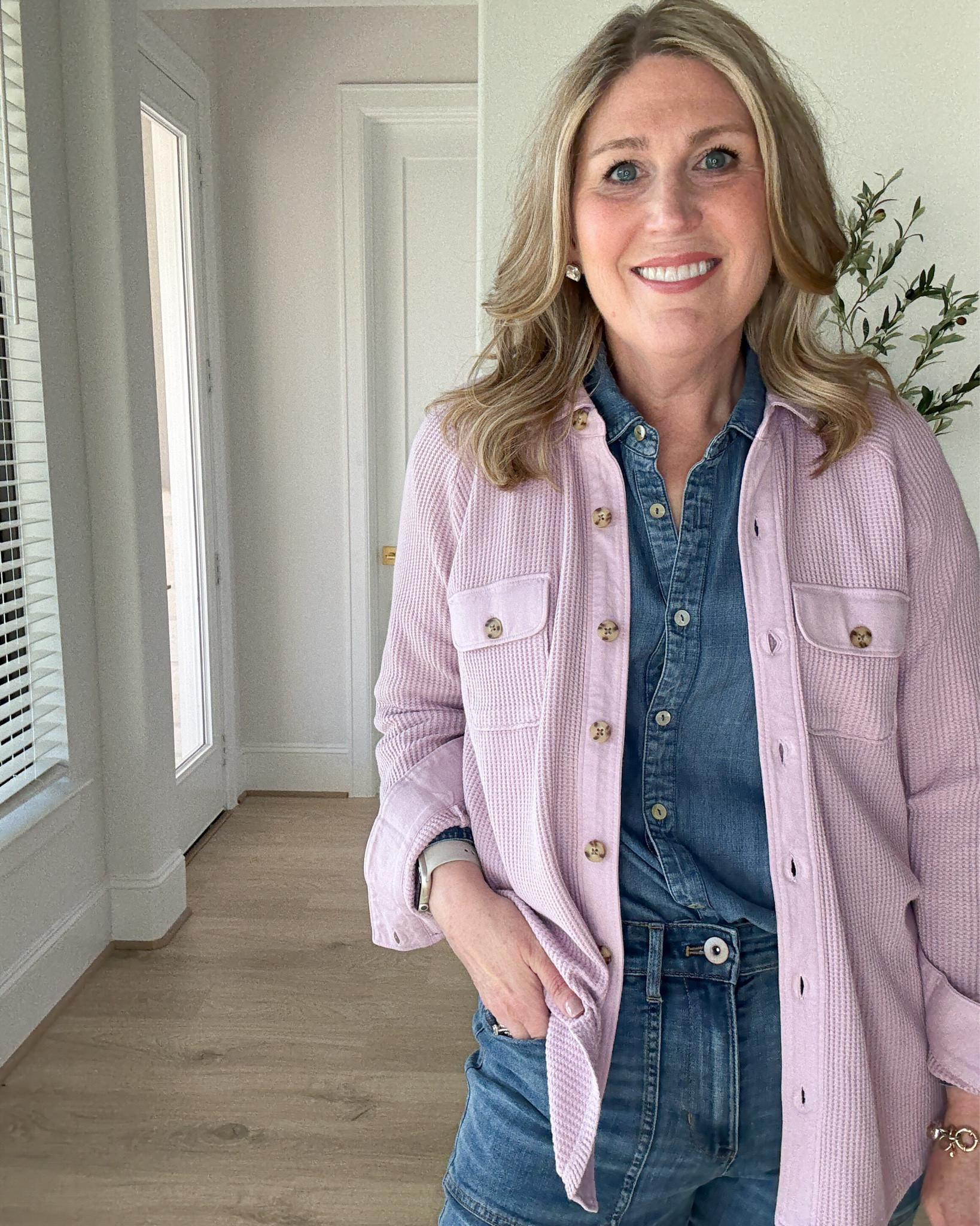Waffle button up is 100% cotton! SO SOGT and comfy! Relaxed fit. Runs tts. 
Denim shirt has a relaxed fit. Runs tts.
Denim run tts! My current faves!


#LTKmomlife #LTKOver40 #LTKSeasonal