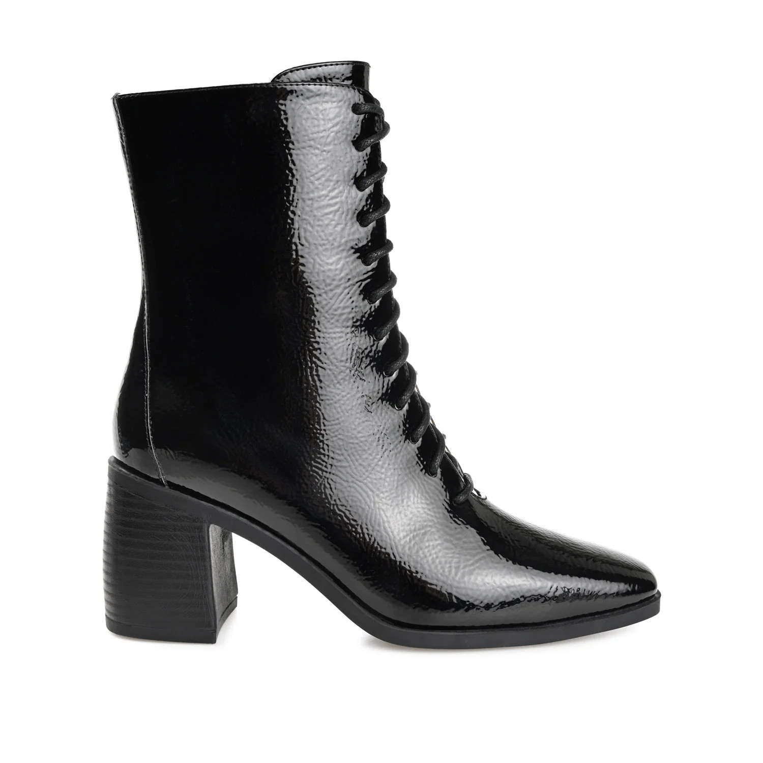 COVVA LACE-UP BOOTIES IN PATENT | Journee Collection