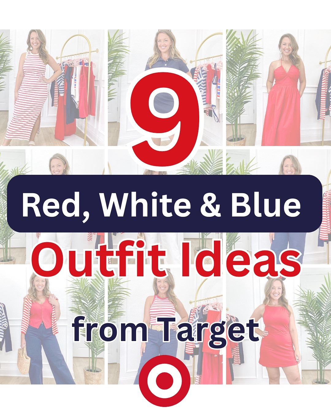 9 red, white & blue looks from Target to keep your summer style on point! 🇺🇸Whether you’re headed to a BBQ, parade, or just want that classic coastal vibe, these pieces will have you covered. Swipe to see how I styled sailor jeans, striped tees, cute dresses, and more - all budget-friendly and perfect for summer celebrations. Which look is your fave? ❤️🤍💙
#TargetStyle #SummerFashion #RedWhiteAndBlue #PatrioticLooks #MemorialDayReady
#July4thOutfit #AffordableStyle #LTKStyle #CoastalChic #TargetFinds

#LTKMidsize #LTKSeasonal #LTKFindsUnder50