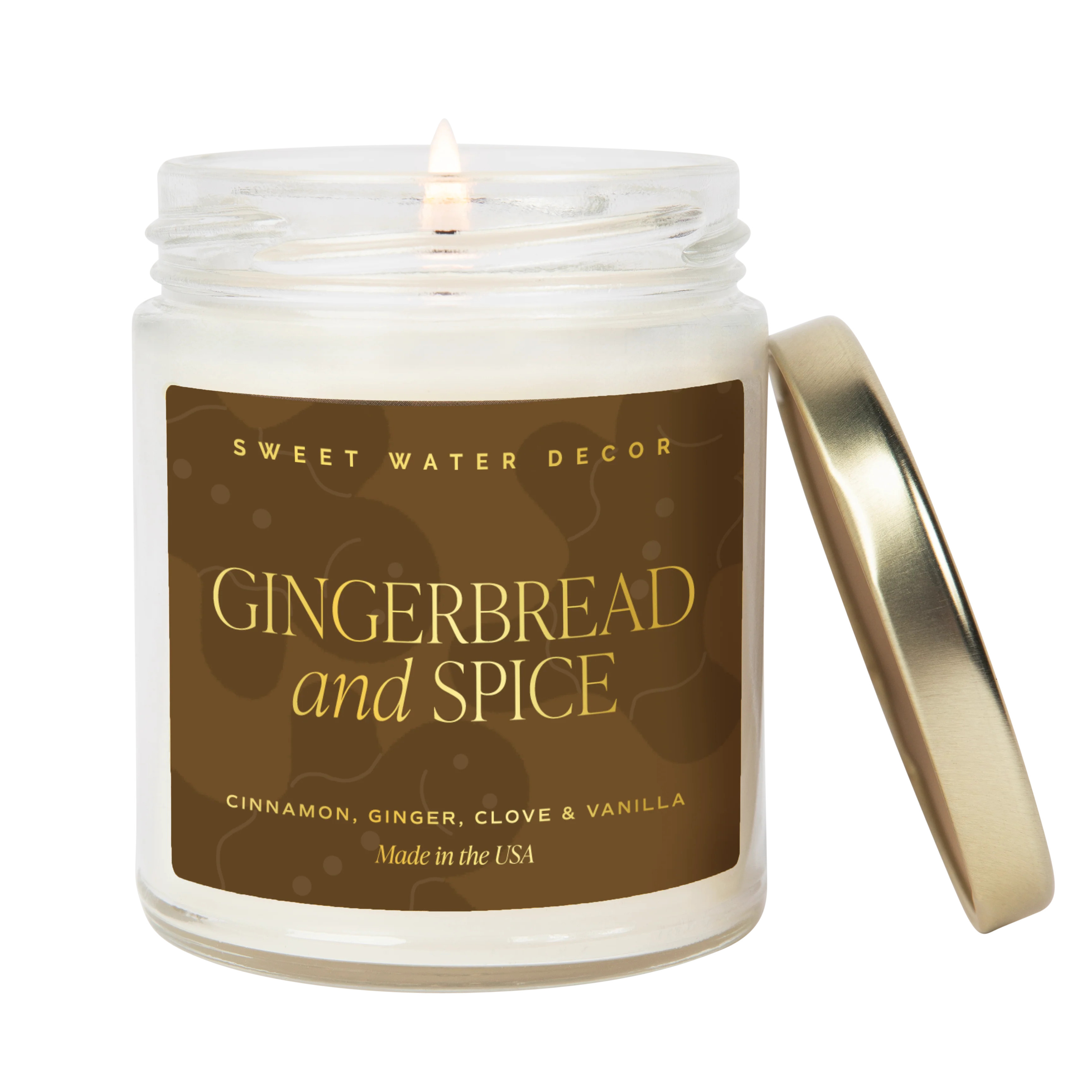 Gingerbread and Spice Soy Candle - Clear Jar - 9 oz | Sweet Water Decor, LLC