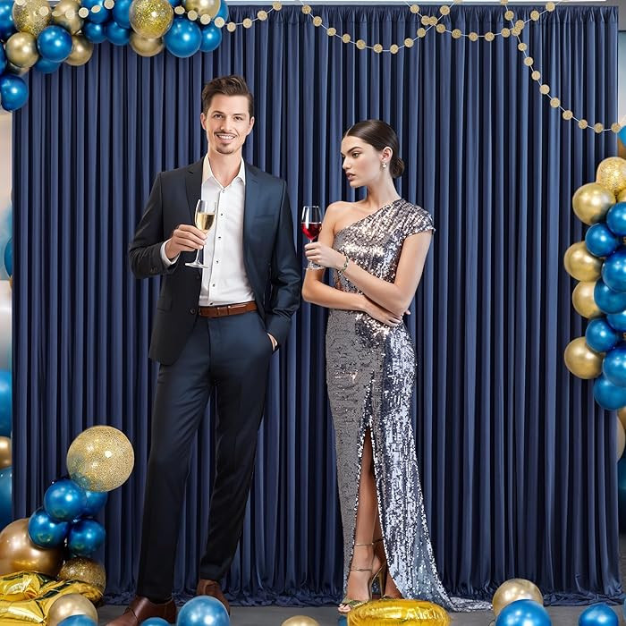 10x10 Navy Blue Backdrop Curtain for Parties Wrinkle Free Photo Curtains Backdrop Drapes Fabric D... | Amazon (US)