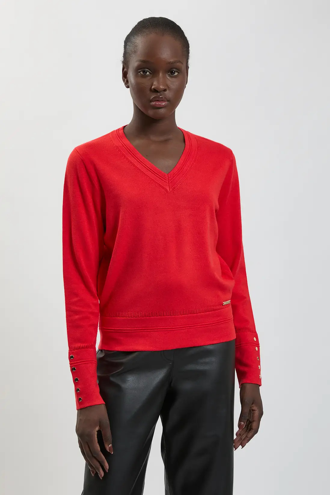 Forever Viscose Blend Knitted Stitch Detail V Neck Long Sleeve Jumper | Karen Millen