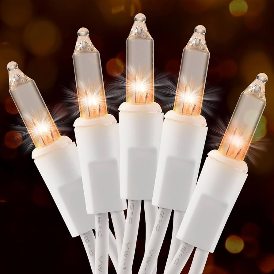 Christmas Lights Clear White 50 Count, 13ft Incandescent Mini Lights String Plug in Warm White wi... | Amazon (US)