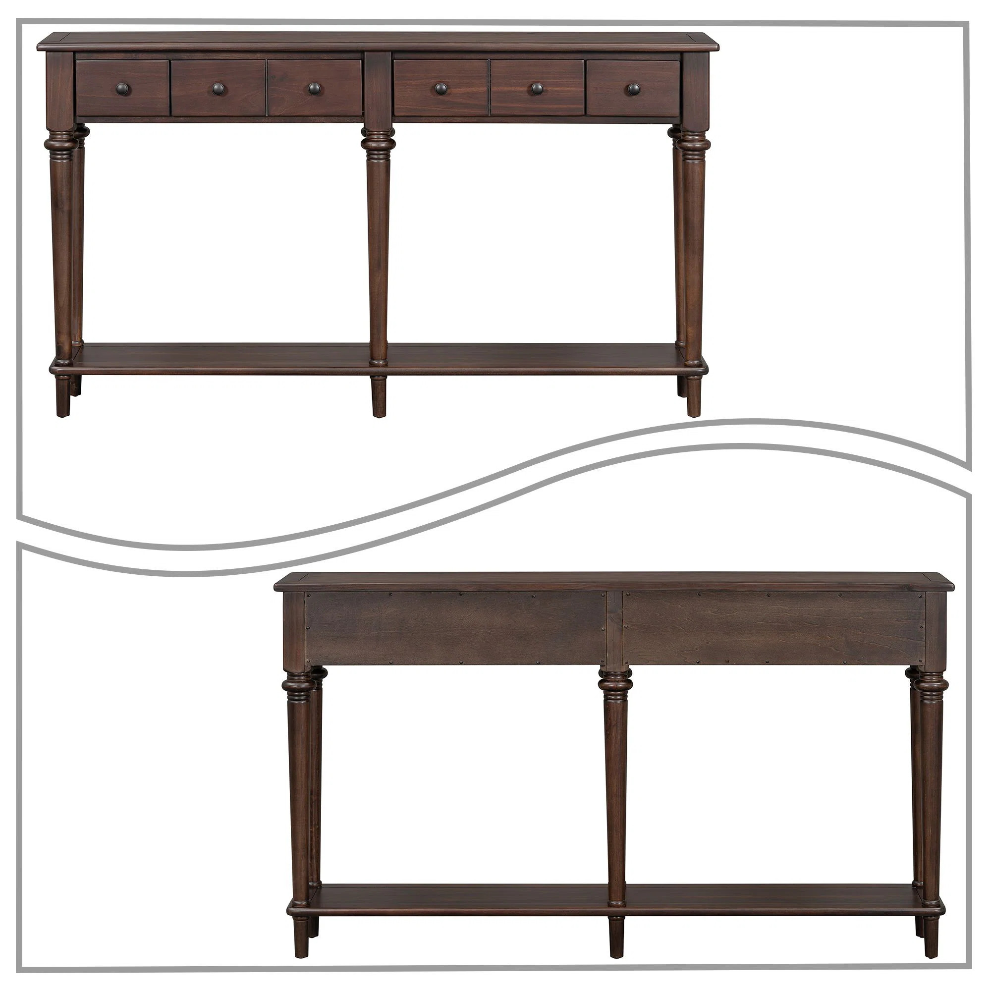 Classic Wooden Living Room Console Table Entryway Table with 4 Drawers and a Bottom Shelf | Wayfair North America
