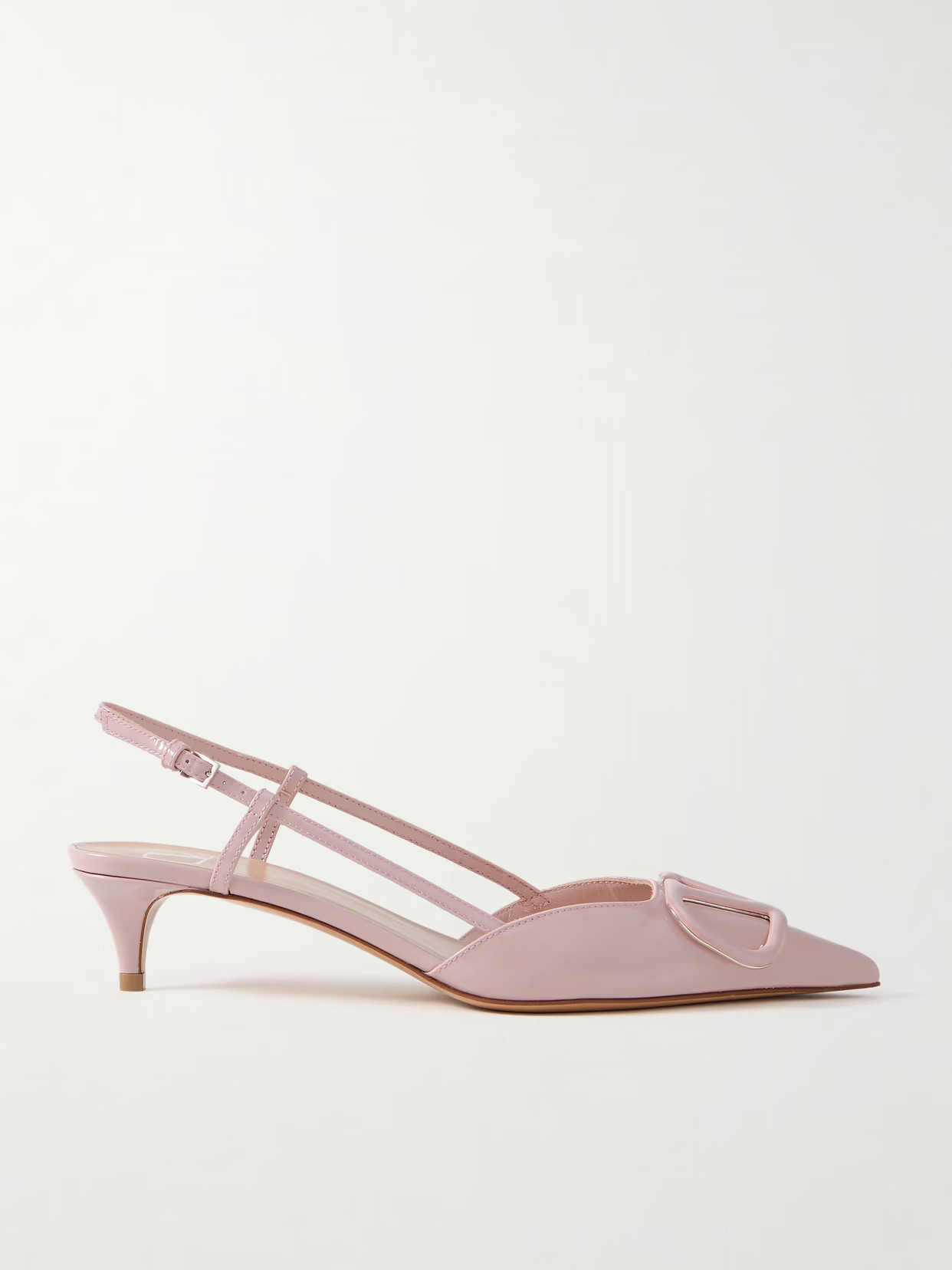 Valentino Garavani - Vlogo 40 Patent-leather Slingback Pumps - Pink | NET-A-PORTER (US)