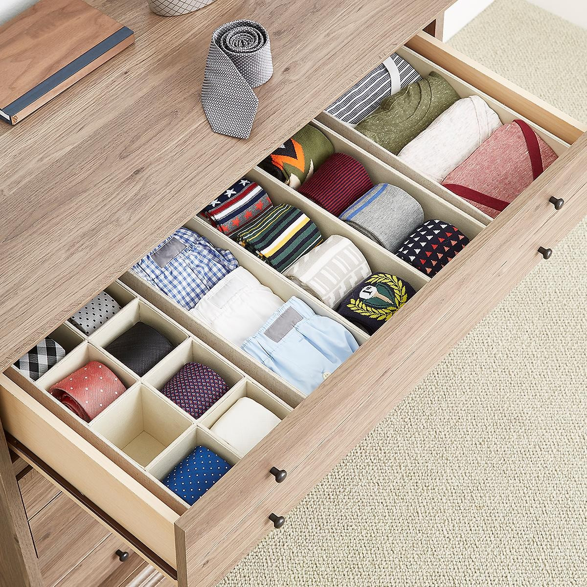 Cambridge Narrow Open Drawer Organizer Linen | The Container Store