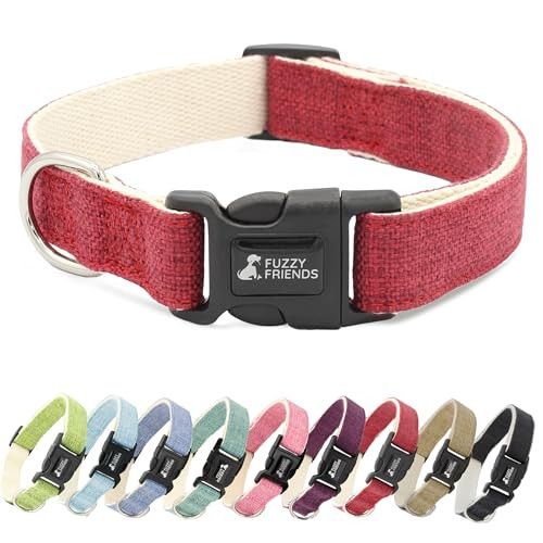 Fuzzy Friends Red Hemp Dog Collar - Hypoallergenic Dog Collar - Comfortable for Sensitive Skin or Allergies with no Harsh Dyes or Chemicals - 5 Sizes from X-Small to x-Large Breeds | Amazon (US)