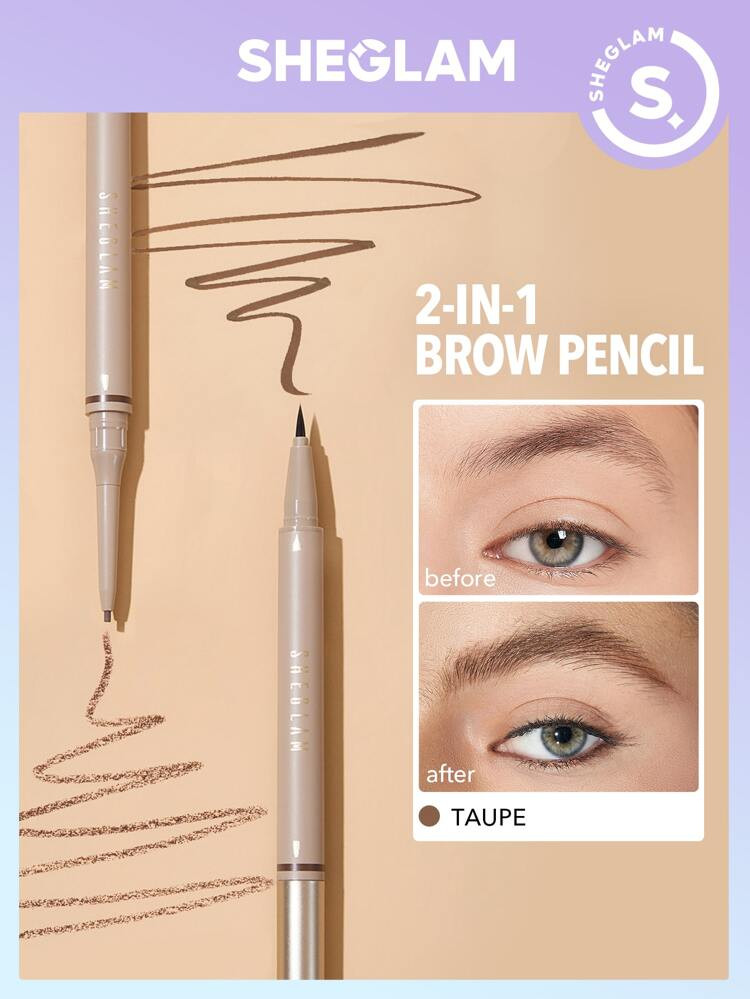 SHEGLAM Brows On Demand 2-in-1 Brow Pencil - Taupe | SHEIN