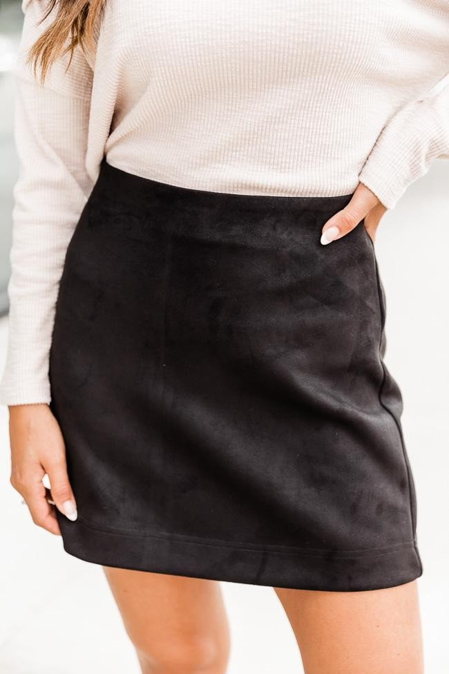 Beautiful Sound Black A-Line Suede Skirt | The Pink Lily Boutique