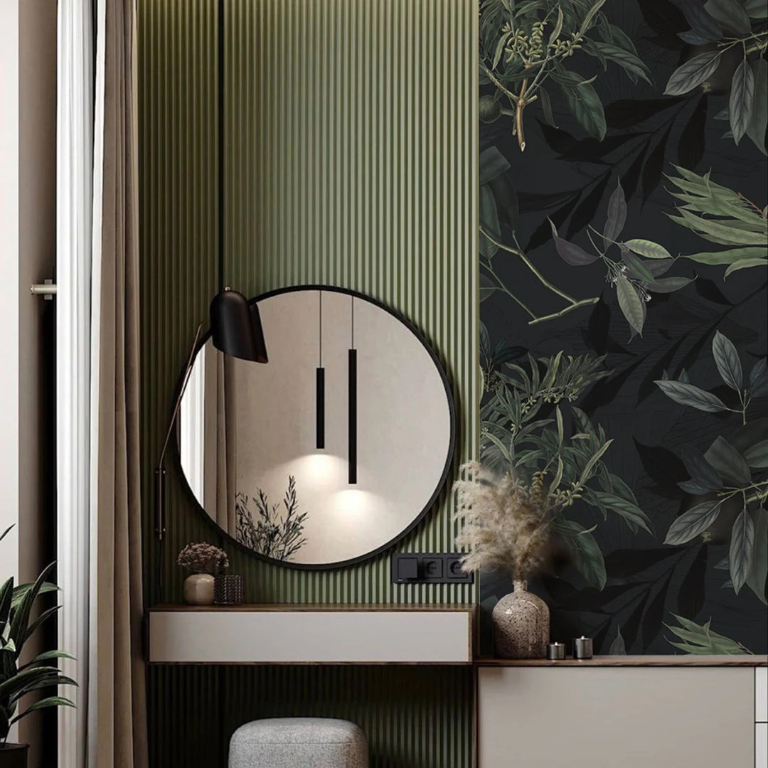 Olive & Lemon Branch Wallpaper: Dark Botanical Peel and Stick Wall Mural #V4 - Etsy | Etsy (US)