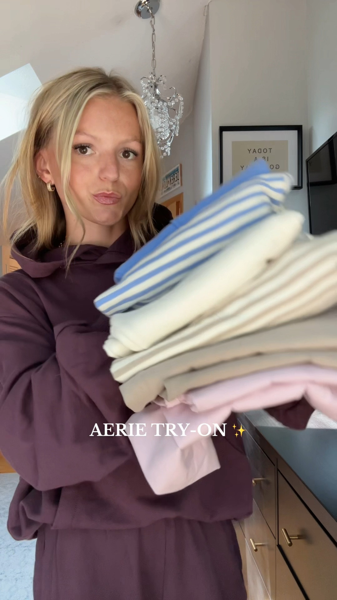 Aerie fall try-on haul! ✨ 
Wide leg pants: XXS 
Shortsleeve: XXS 
Striped tops: xs
Dark plum set: xs!

#LTKFindsUnder100 #LTKStyleTip #LTKFindsUnder50