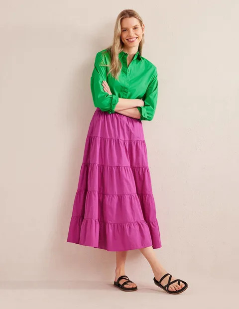 TIERED POPLIN SKIRT | Boden (US)