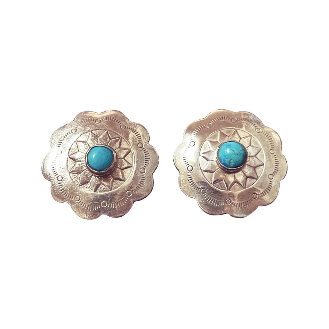 Turquoise Concho Earrings | Etsy (US)