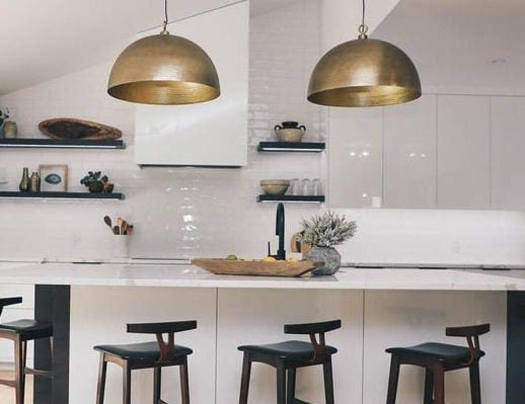 Set of 2 hammered Brass Dome Light Fixtures Moroccan Ceiling - Etsy | Etsy (US)