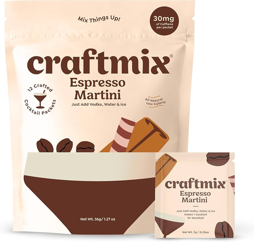 Craftmix Espresso Martini Mix, Makes 12 Drinks, Skinny Cocktail & Mocktail Drink Mixers - Instant... | Amazon (US)