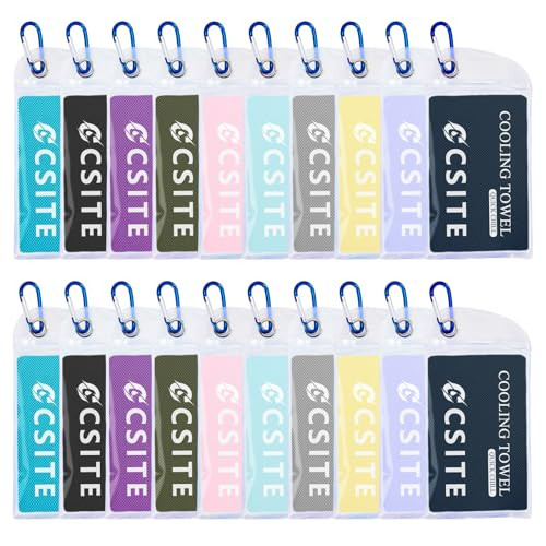 CSITE 20 Pack Cooling Towels (47"x12") for Neck and Face, Ice Towel for Hot Weather, Soft Breathable Chilly Gym Towels, Microfiber Towel for Work Out, Yoga, Running, Camping & More Activities | Amazon (US)