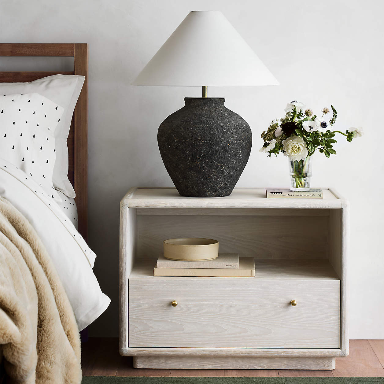 Corfu Black Mini Table Lamp with Fabric Shade 12.4" + Reviews | Crate & Barrel | Crate & Barrel
