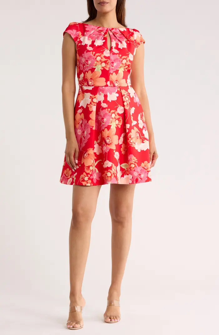 Vince Camuto Floral Cap Sleeve Scuba Fit & Flare Dress | Nordstromrack | Nordstrom Rack