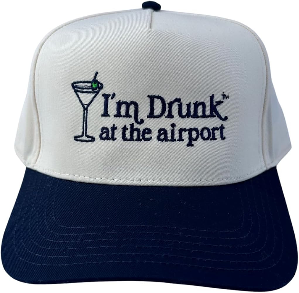 Drunk at The Airport Vintage Trucker Hat Khaki/Navy | Amazon (US)