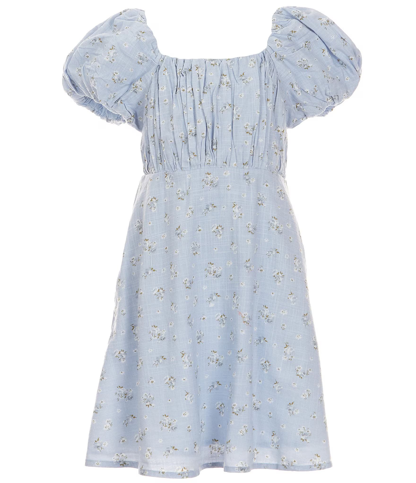 Big Girls 7-16 Puff Sleeve Square Neck Floral Dress | Dillard's