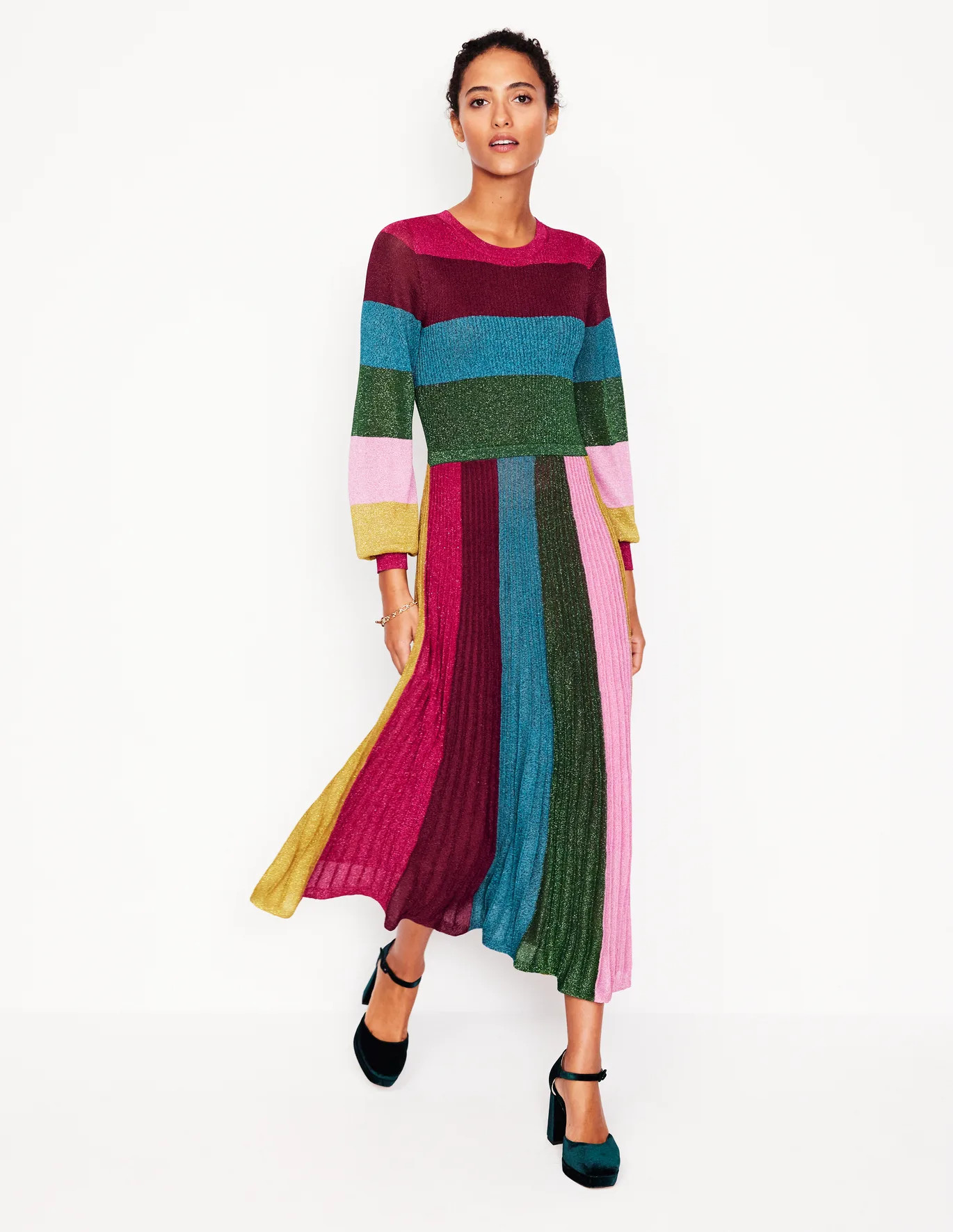 Ribbed Metallic Party Dress | Boden (US)