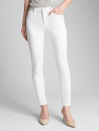 Gap Womens Mid Rise Everwhite True Skinny Jeans In Sculpt (White) White Size 24 | Gap US