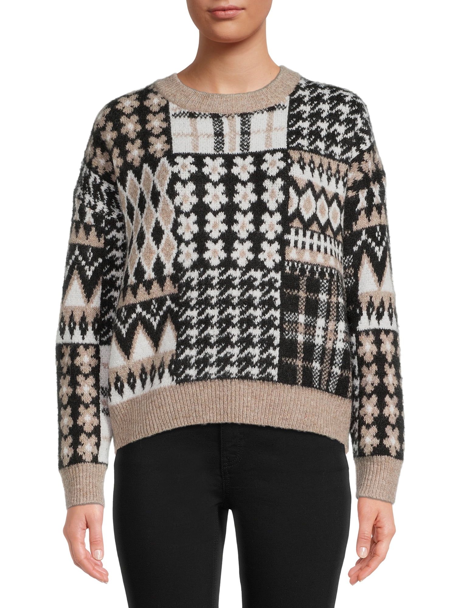 Dreamers by Debut Womens Multi Print Long Sleeve Pullover Sweater - Walmart.com | Walmart (US)