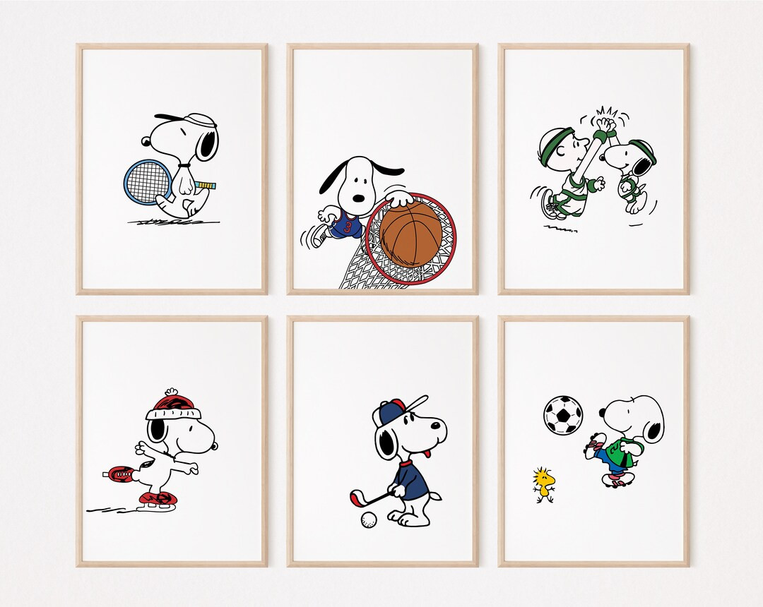 12 Snoopy Sports Gallery Wall Art Set/wall Decor/classroom Kindergarten Nursery School Poster/cha... | Etsy (US)