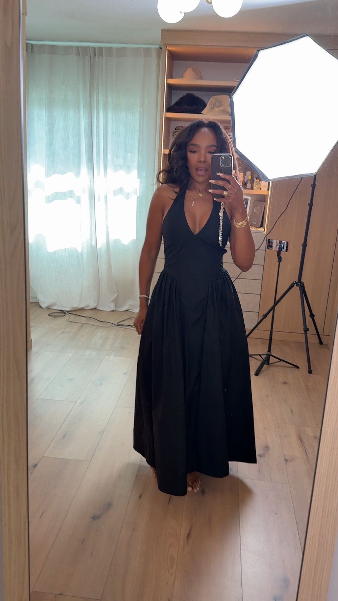 Scroll to shop this timeless black dress 🖤

This flowy maxi is one of those effortless statement pieces that always looks elevated. The halter neckline and cinched waist create such a flattering shape, and it’s easy to dress up or down—making it a staple you’ll keep reaching for (hello cost per wear).

Perfect for date nights, weddings, vacations, and special events.

📏 Measurements: 5’4”, 140 lbs, 34D bust, 27” waist, 40” hips

Follow me on Instagram and YouTube @kirasfashionfinds