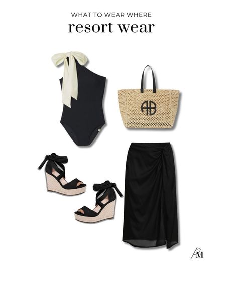 Resort wear outfit idea. I love this bow detail swimsuit and Anine Bing woven tote. 

#LTKswim #LTKstyletip #LTKSeasonal