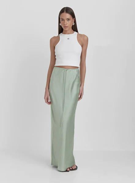 Sage Satin Midaxi Skirt- Yimena | 4th & Reckless