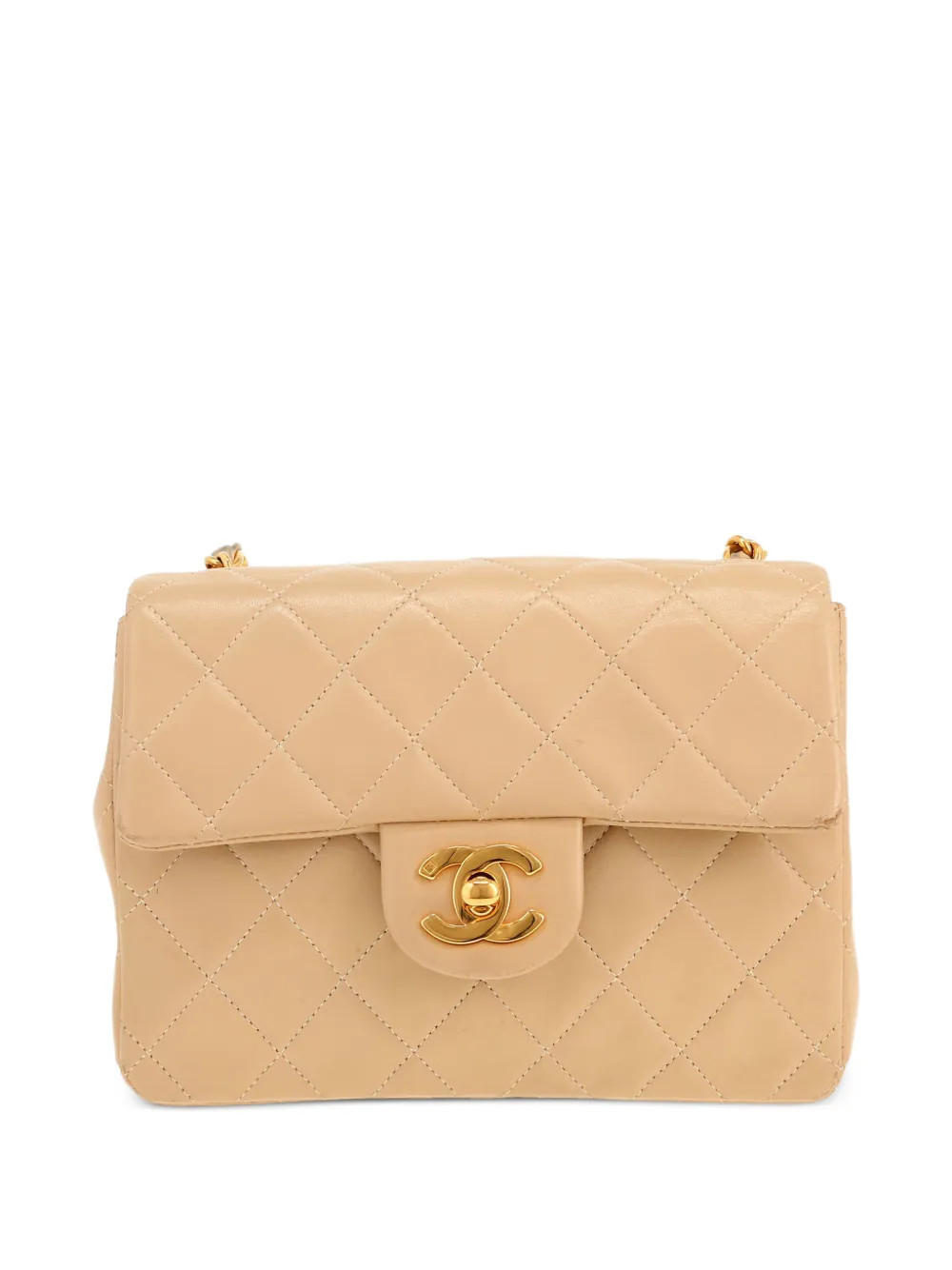 CHANEL Pre-Owned 1996 mini Carré quilted shoulder bag - Neutrals | Farfetch Global
