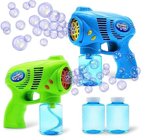 JOYIN 2 Bubble Guns with 2 Bottles Bubble Refill Solution (10 oz Total) for Kids, Bubble Blower f... | Amazon (US)