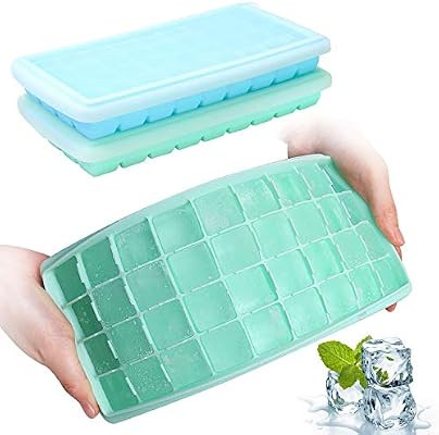 Ice Cube Trays with Lids, GDREAMT 2 Pack Silicone Ice Cube Trays Flexible and Easy Release 36 Ice... | Amazon (US)