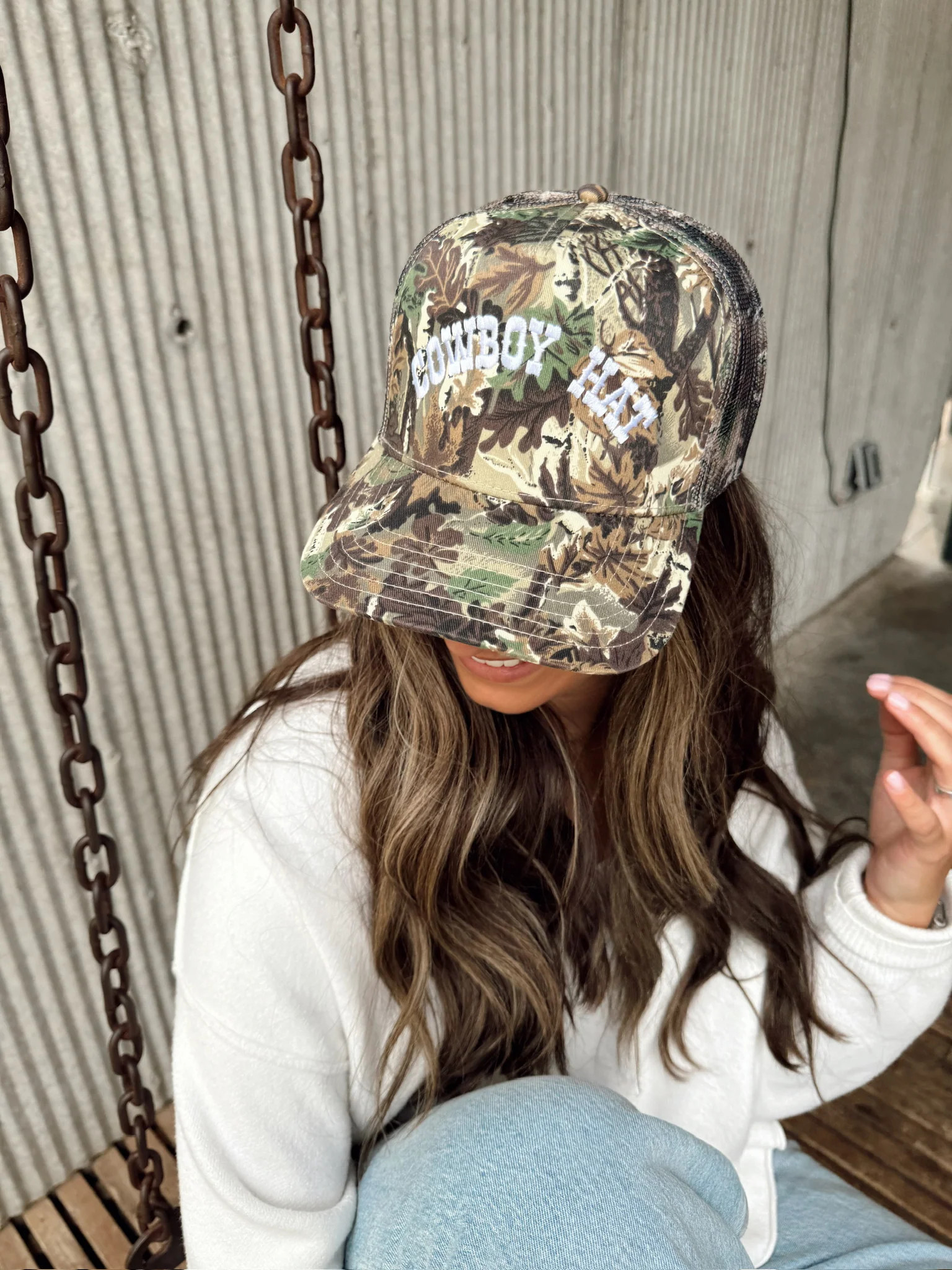Cowboy Hat Vintage Trucker Hat - Camo | KenzKustomz